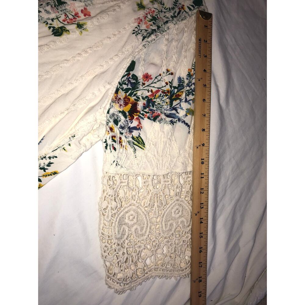Solitaire Embroidered Kimono Size 1X Crochet Lace Cream Boho Festival Cottage - Picture 7 of 10